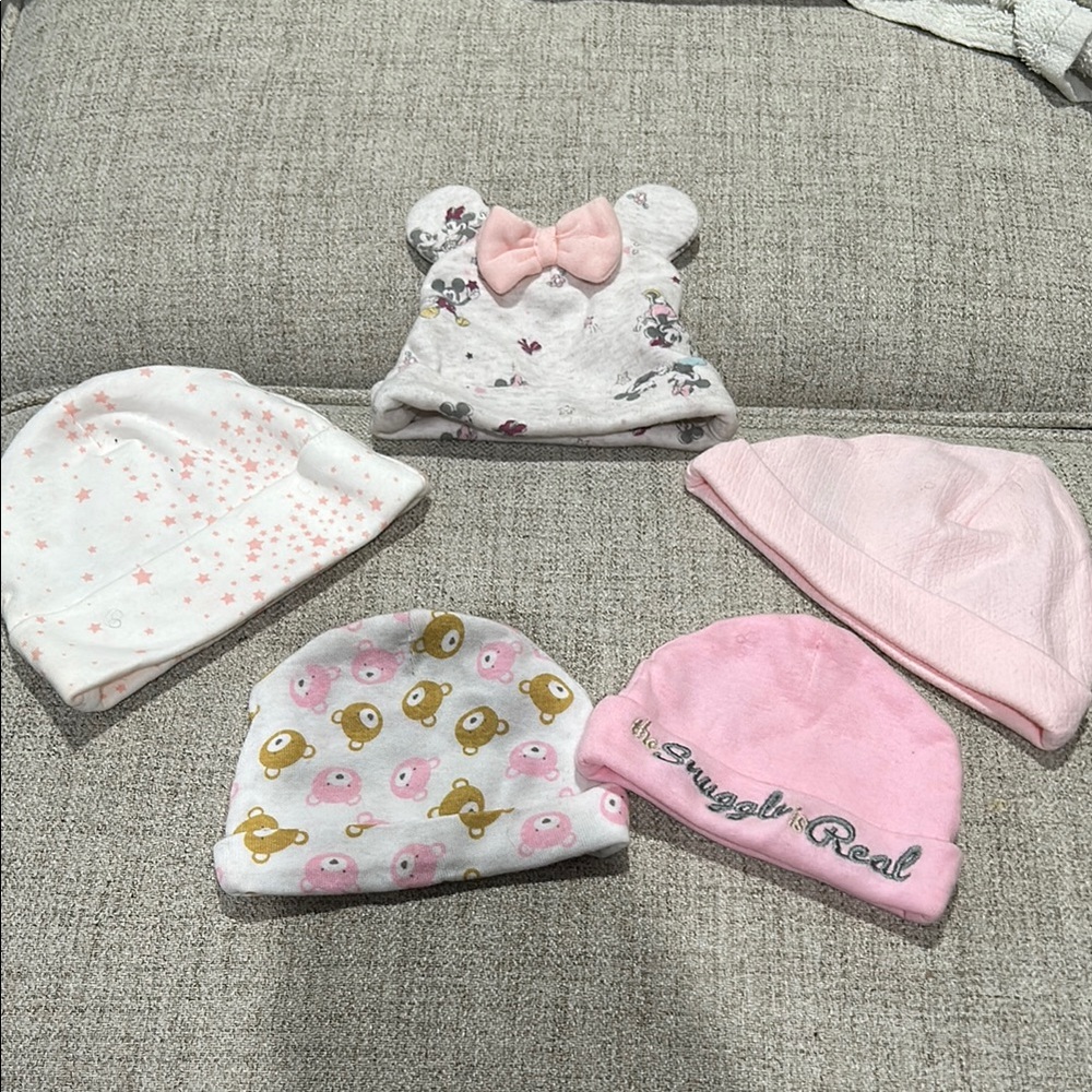 Disney Baby Hat Set - Pink and White